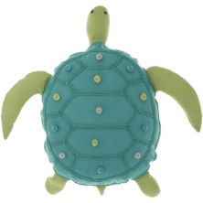 Mina Victory Plush Lines Turtle 13&#34; x 14&#34; Turquoise Throw Pillow RugMarketPlace