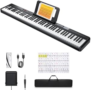 Donner DEP-1 Piano Keyboard 88 Keys, Beginner Digital Keyboard Piano Velocity-Sensitive Keys, Portable Electric Piano with Sustain Pedal, Carrying Case and Keyboard Stickers Donner