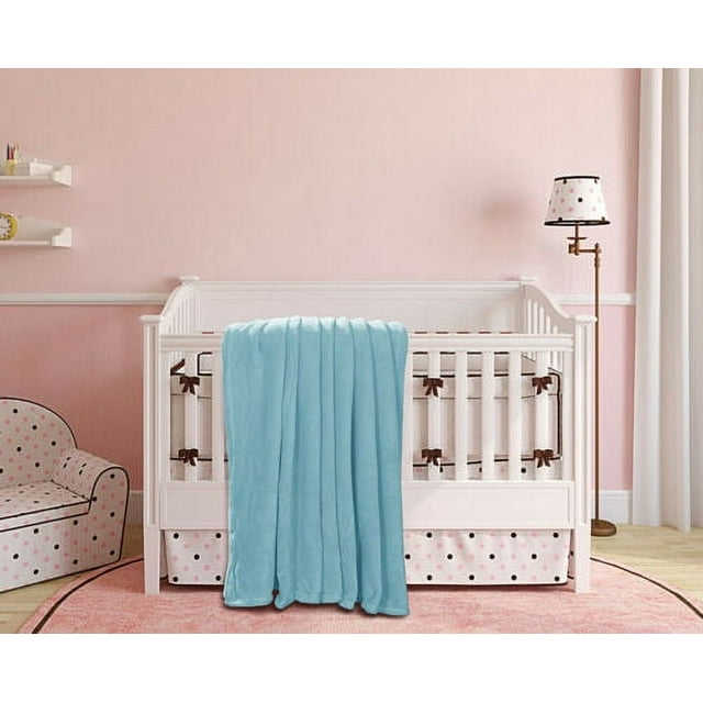 1PC SMALL THROW CRIB TURQUOISE SOLID VERSATILE SUPER SOFT WARM COZY NEW BORN, TODDLER, KIDS BLANKET WARM FUZZY MICROPLUSH TRAVEL MULTIPURPUSE 50" X 60" SAMIMPORT-2011