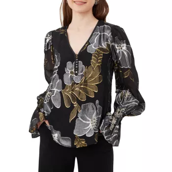 Блуза Kaito из шелковой смеси с цветочным принтом Trina Turk