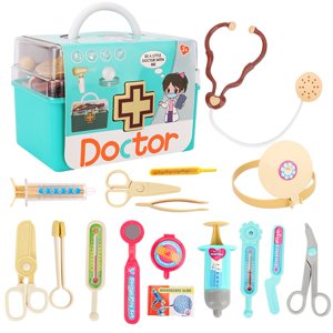 Chicmine 16Pcs Pretend Play Doctor Set Box Toys Rich Accessories Suitcase Storage Learning Interaction Cognitive Device Name Simulation Scene Play House Doctor Kit Toys for Child Chicmine