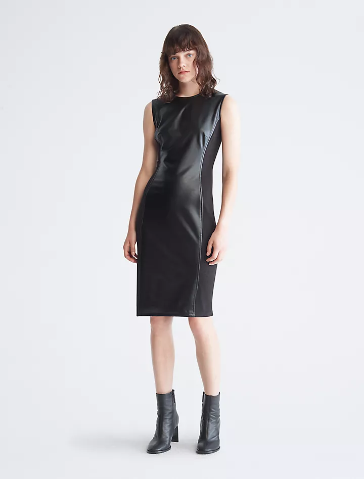 Облегающее платье из искусственной кожи Calvin Klein