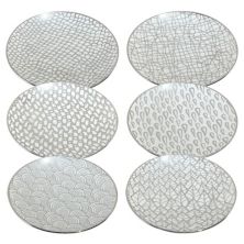 Certified International Set of 6 Mosaic Silver Plated Canape Plates Certified International