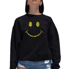 Be Happy Smiley Face - Women's Word Art Crewneck Sweatshirt LA Pop Art