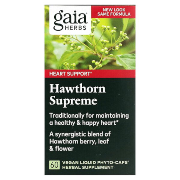 Боярышник Supreme, 60 веганских жидких фито-капсул Gaia Herbs