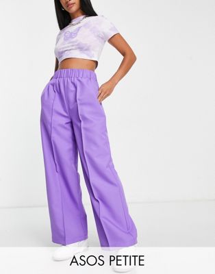  Укороченные брюки с эластичным поясом в цвете пурпур от ASOS DESIGN для женщин, категория - повседневные брюки ASOS Petite