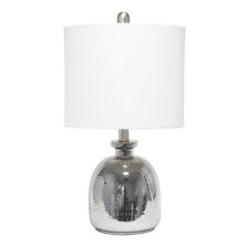 Элегантный дизайн, серебристая стеклянная настольная лампа с белым абажуром Elegant Designs