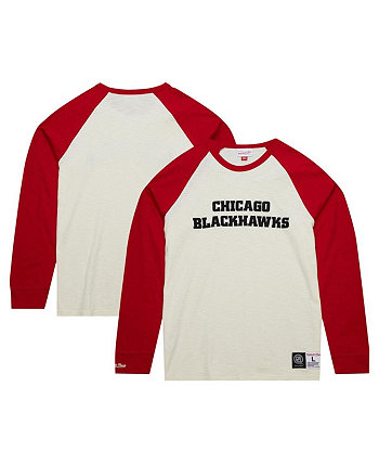 Men's Cream Chicago Blackhawks Legendary Slub Vintage-Like Raglan Long Sleeve T-shirt Mitchell & Ness