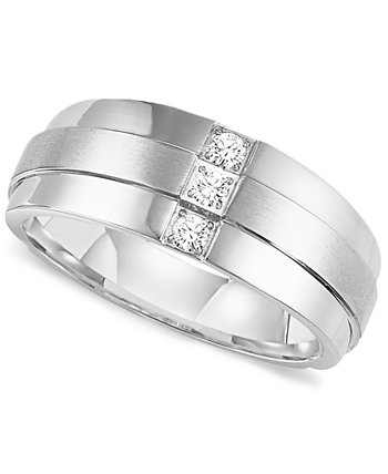 Мужское обручальное кольцо с тремя камнями и бриллиантами из нержавеющей стали (1/6 карата) Triton
