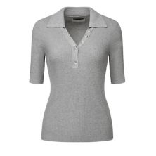 Women's Knit Top Lapel Collar V Neck Short Sleeve Fitted Ribbed Tops Hombety