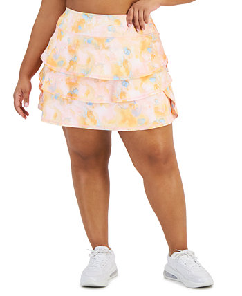 Plus Size Dreamy Bubble-Printed Tiered Flounce Pull-On Skort, Created for Macy's ID Ideology