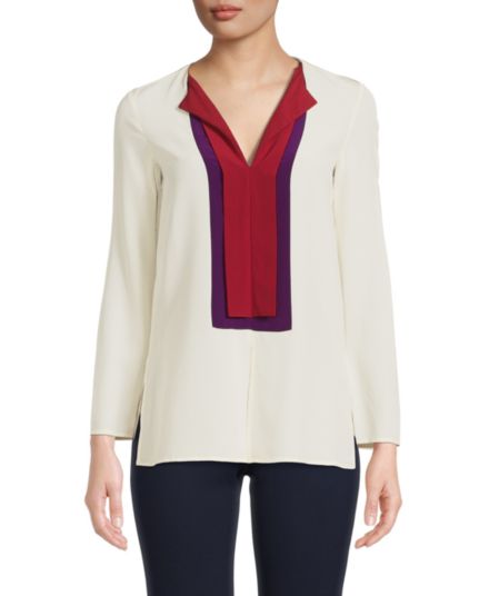 Шелковая блузка с цветными блоками Etro