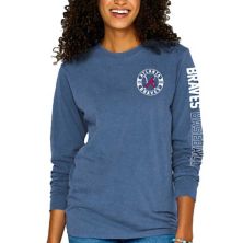 Women's Soft as a Grape Blue Atlanta Braves Pigment-Dyed Long Sleeve T-Shirt Soft As A Grape