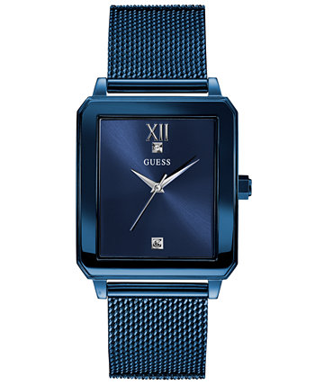 Мужские часы с синим браслетом из нержавеющей стали с бриллиантовым акцентом 40x35 мм GUESS