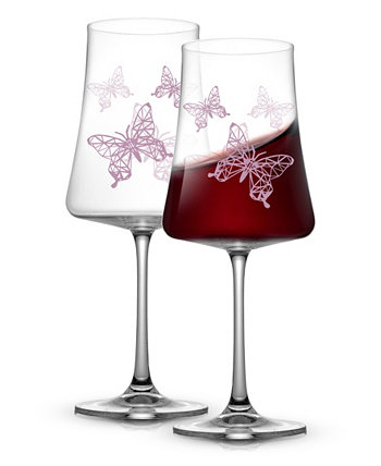 Хрустальные бокалы для красного вина Meadow Butterfly, набор из 2 шт. JoyJolt