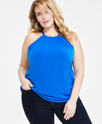 Plus Size Hardware-Trim Halter Top, Created for Macy's I.N.C. International Concepts