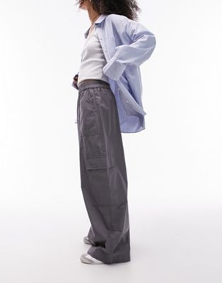 Темно-серые широкие брюки без рукавов с карманами-карго Topshop TOPSHOP