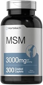 Horbäach MSM Supplement | 3000mg | 300 Coated Caplets | Methylsulfonylmethane with Calcium | Vegetarian, Non-GMO, Gluten Free Horbäach