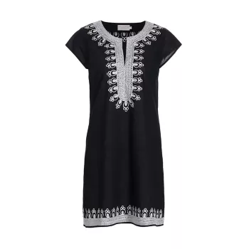 Embroidered Cotton Voile T-Shirt Dress Calypso St. Barth