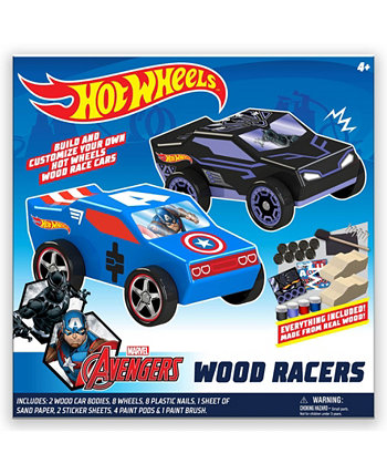 DIY Toy Wood Car Racers - 2 Pack (Marvel Avengers Черная Пантера и Капитан Америка) Hot Wheels