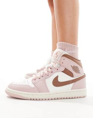 Женские Повседневные Кроссовки Jordan Nike Air Jordan 1 Mid в розовом цвете Jordan