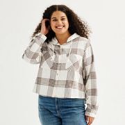 Juniors' Plus Size SO® Hooded Shrunken Shirt So