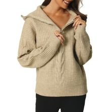Женские трикотажные свитера в рубчик с длинным рукавом и половиной молнии с V-образным вырезом, топ-джемпер Seta T