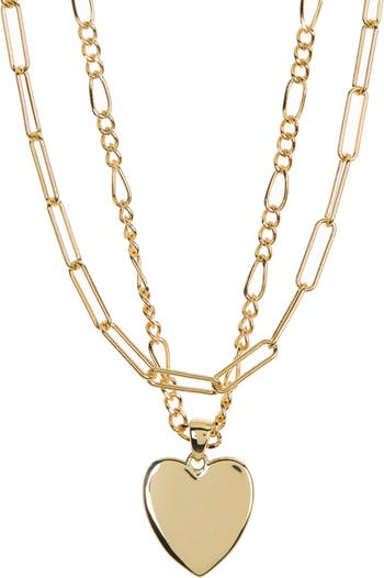 Ожерелье с подвеской в форме сердца из 14-каратного желтого золота с позолотой ADORNIA