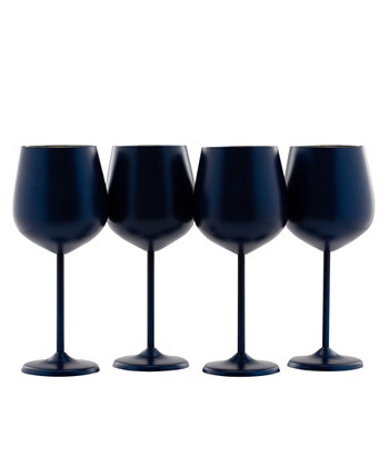 Бокалы для белого вина темно-синего цвета из нержавеющей стали на 18 унций, набор из 4 шт. Cambridge