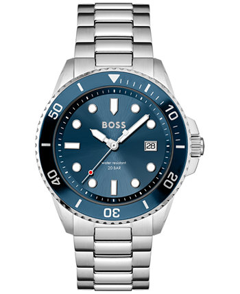 Мужские часы Ace с браслетом из нержавеющей стали серебристого цвета, 43 мм BOSS