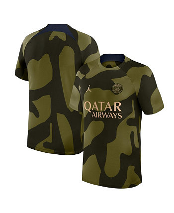 Мужская оливковая предматчевая футболка Paris Saint-Germain 2023/24 Academy Pro Jordan