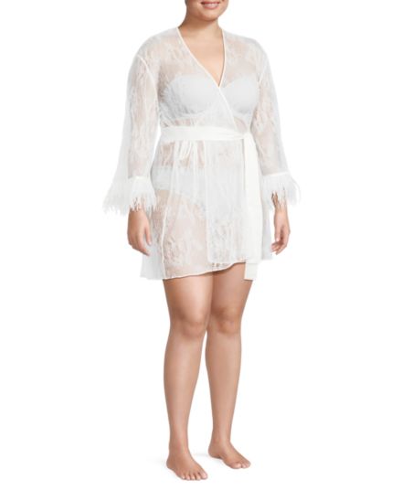 Plus Lace Fringed Cover Up Robe Rya Collection