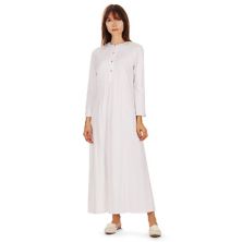 Women's Bell Sleeve Trimmed Long Cotton Blend Placket Gown MEMOI