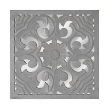 American Art Décor Distressed Reflective Grey Floral Wood Square Wall Medallion American Art Décor