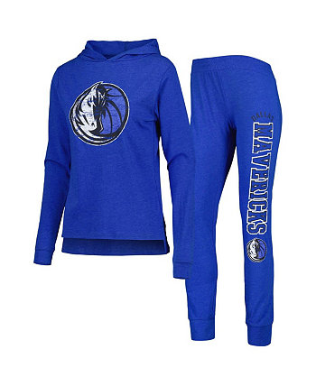 Женский комплект с капюшоном и брюками Heather Blue Dallas Mavericks Team для сна Concepts Sport