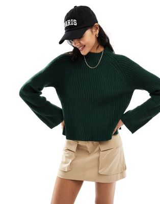 Зеленый вязаный свитер с воротником-воронкой JDY JDY