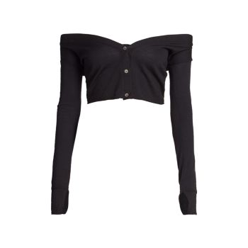 Cropped Off-The-Shoulder Cardigan Jacquemus