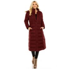 Haute Edition Women's Maxi Length Quilted Puffer With Fur Lined Hood Haute Edition