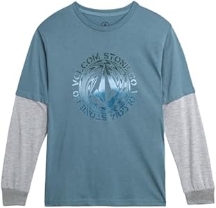 Volcom Boys' Two-Fer Shirt - Pullover Crewneck Long Sleeve Shirt - Stylish Logo Graphic Tee for Boys (Size: 8-20) Volcom