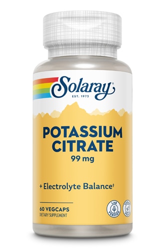 Калий Solaray BioCitrate™ — 99 мг — 60 вегетарианских капсул Solaray