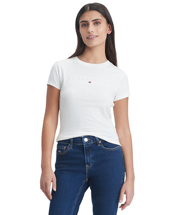 Женская хлопковая футболка слим-фит с тонким логотипом Tommy Jeans Tommy Jeans