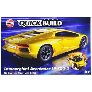 Skill 1 Model Kit Lamborghini Aventador LP 700-4 Yellow Snap Together Painted Plastic Model Car Kit by Airfix Quickbuild Airfix