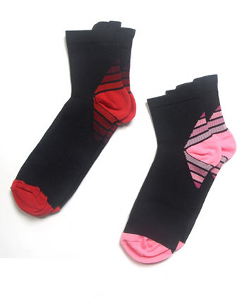 Women's Multi Stripe Contrast Two Pair Pack Socks Stems