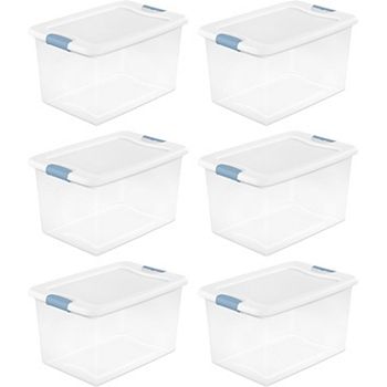 6-piece 25qt. Stackable Latching Storage Box Sterilite