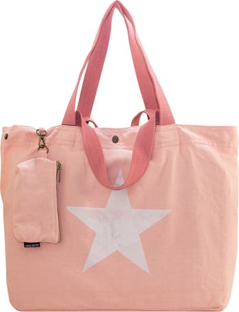 Бледно-розовая выстиранная холщовая сумка Star с кошельком для мелочи Vintage Addiction