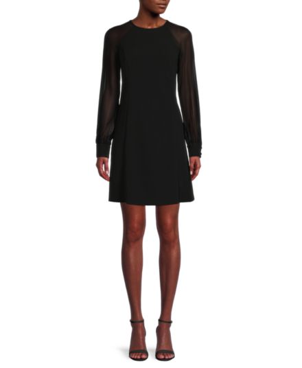 Платье А-силуэта с прозрачными рукавами Calvin Klein