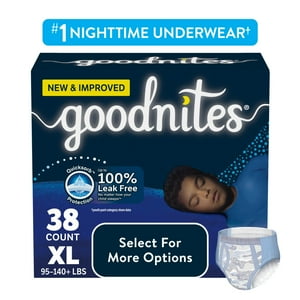 Goodnites Bedwetting Underwear for Boys, XL (95-140+ lbs), 38 Ct (Select for More) GoodNites