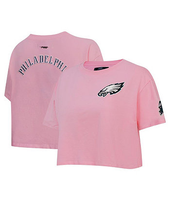 Женская розовая укороченная футболка свободного кроя Philadelphia Eagles Pro Standard