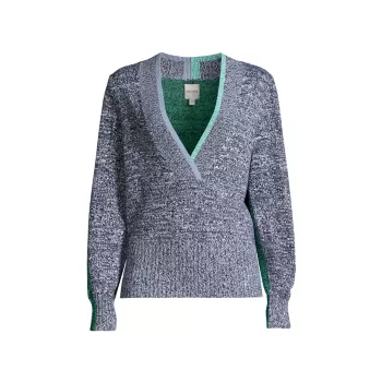 Colorblocked V-Neck Knit Sweater NIC+ZOE