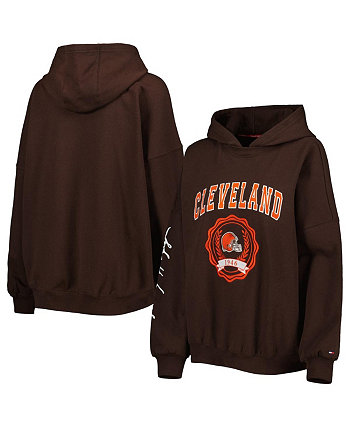 Женский коричневый пуловер с капюшоном Cleveland Browns Becca с заниженными плечами Tommy Hilfiger